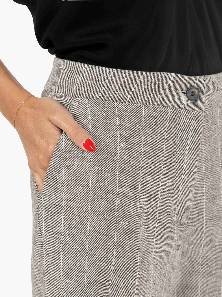 STIMM - Pantaloni Salonicco straight gessati nero