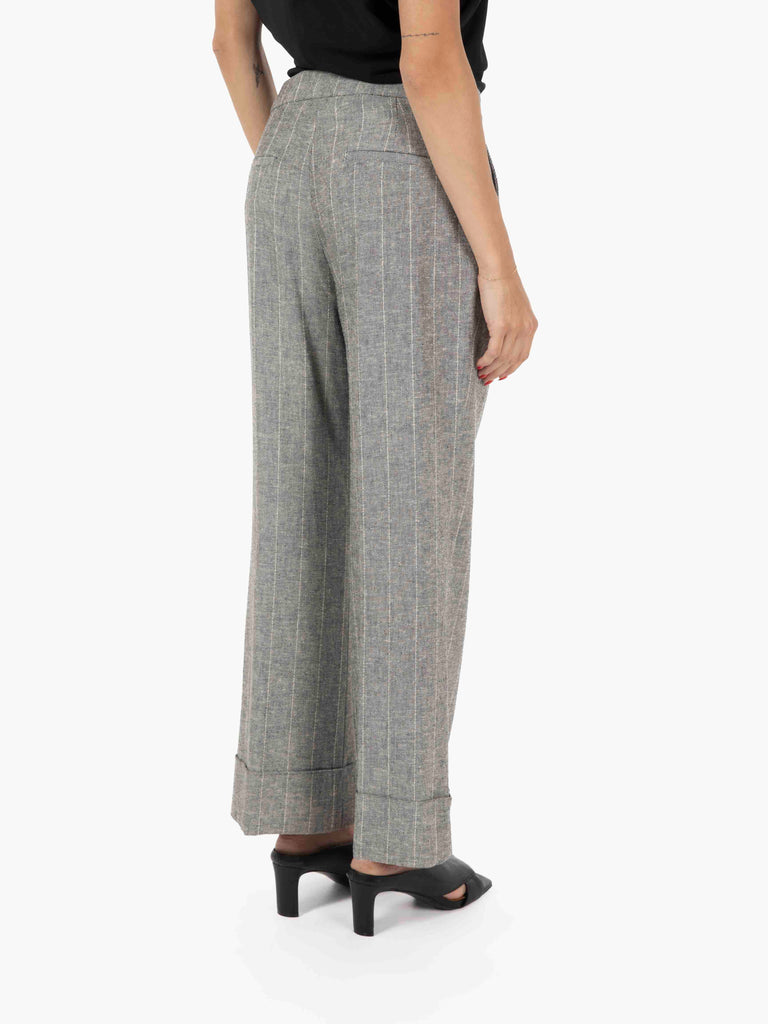 STIMM - Pantaloni Salonicco straight gessati nero