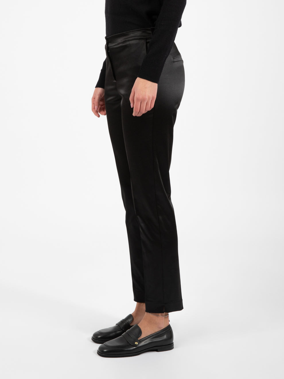 Black Satin Skinny Pants