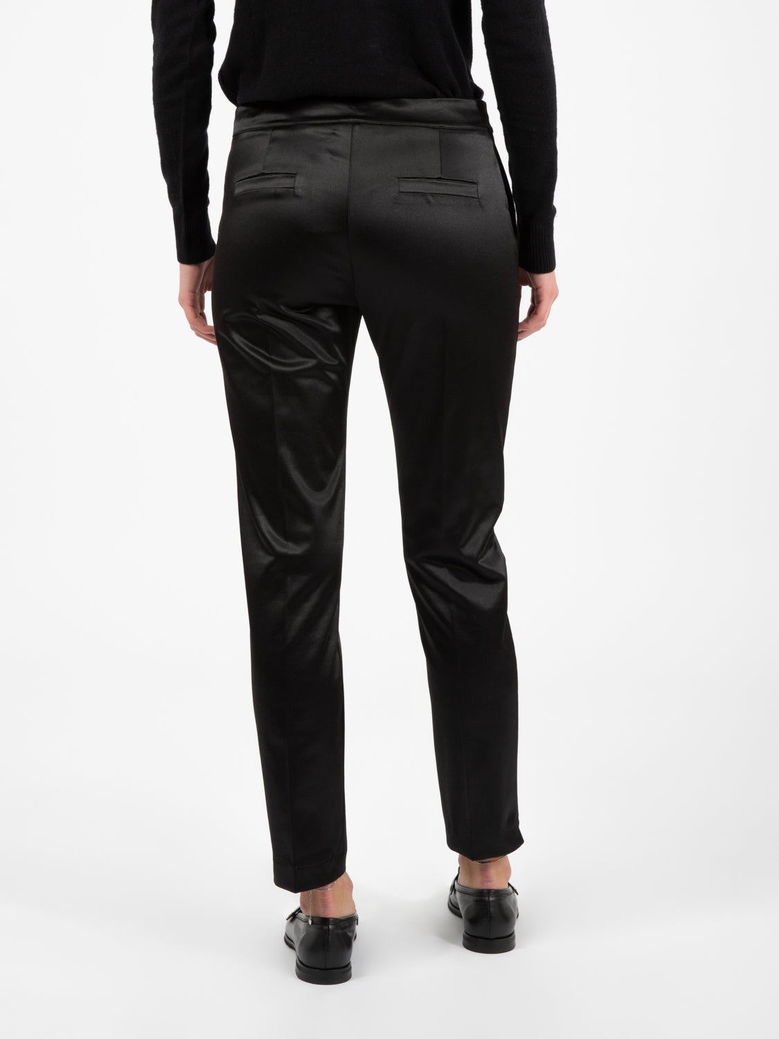 Black Satin Skinny Pants