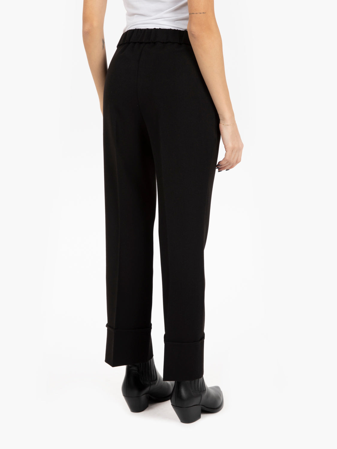 Pantaloni Colonia taglio dritto con risvolto nero
