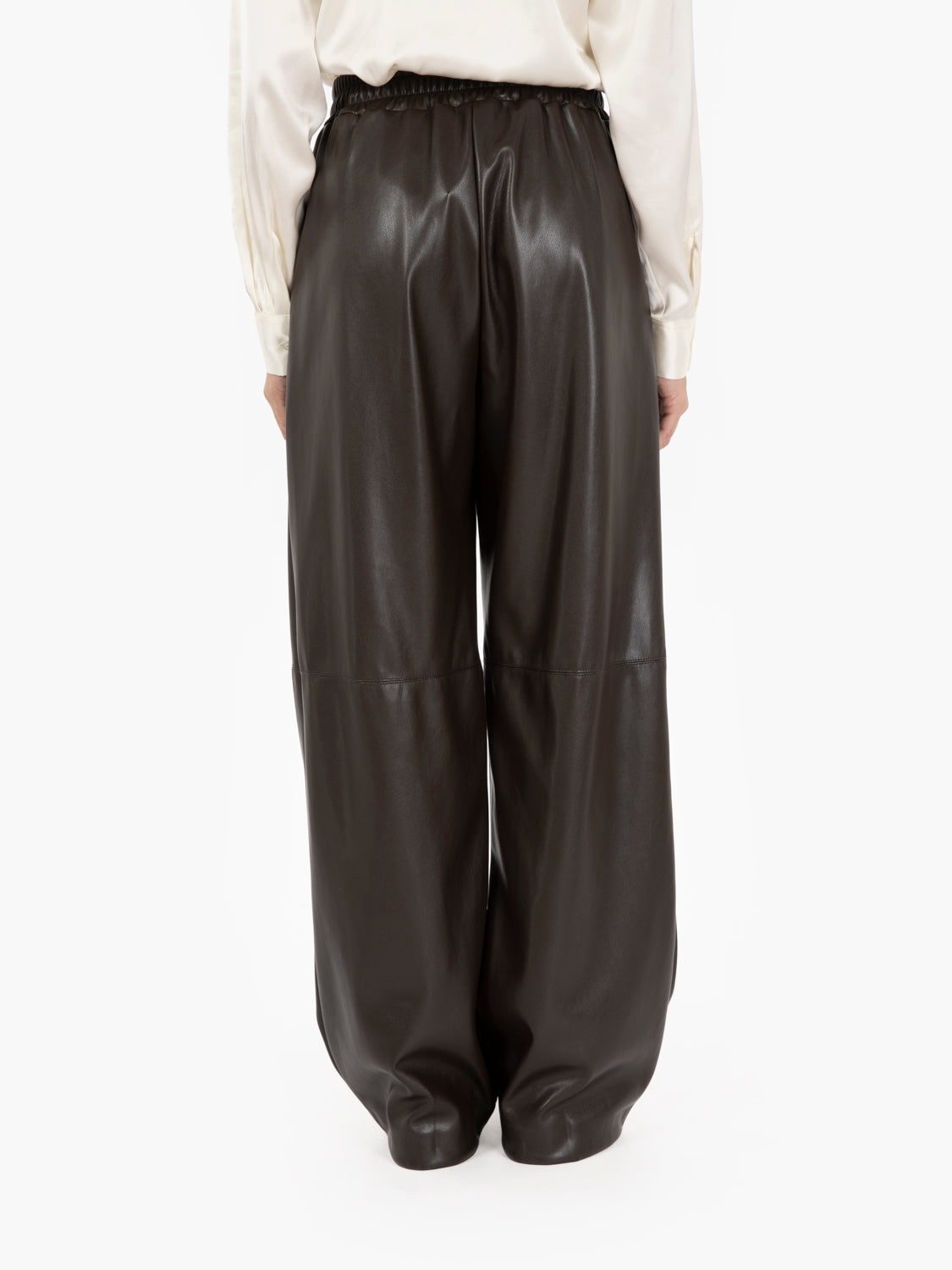 Pantaloni taglio dritto in ecopelle cioccolato