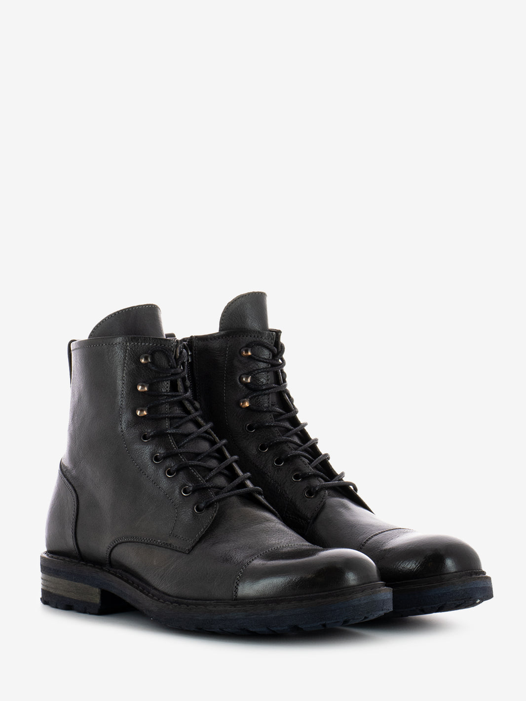 Charcoal grey leather ankle boots