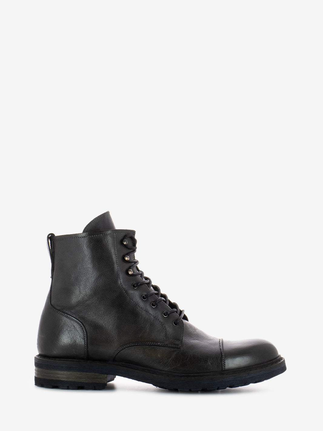 Charcoal grey leather ankle boots