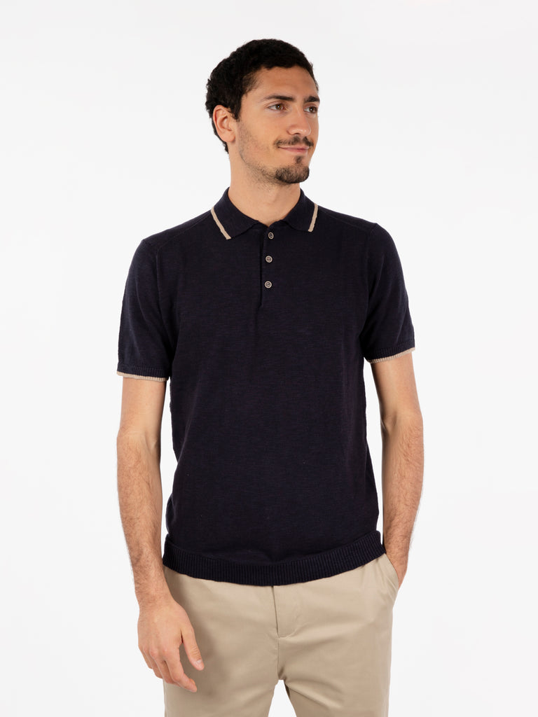 STIMM - Polo in cotone a maniche corte blu notte