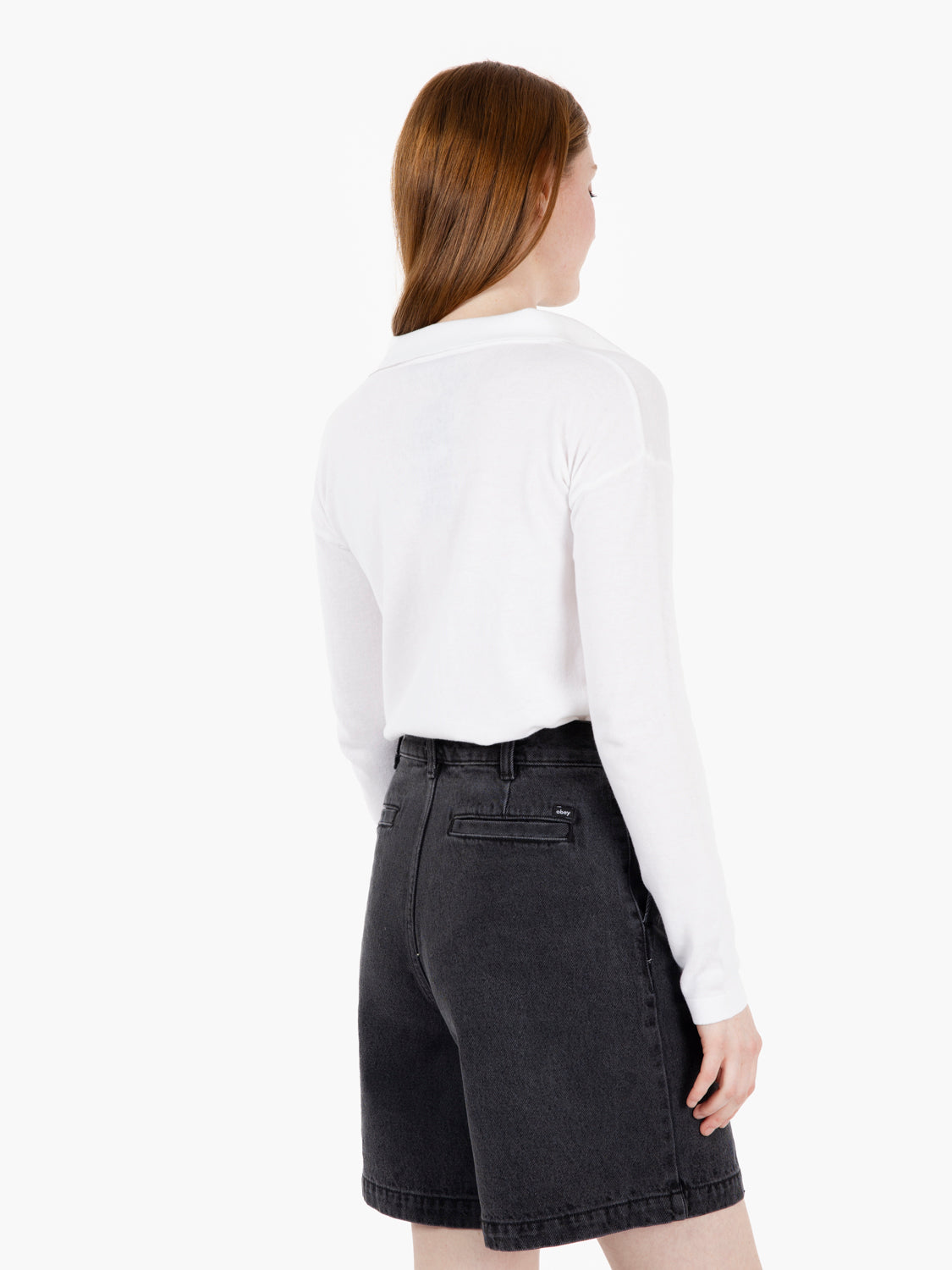 White long-sleeved cotton polo