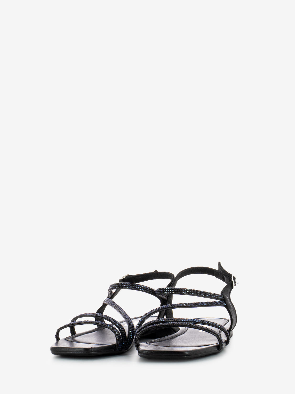 Black Glitter Band Sandals