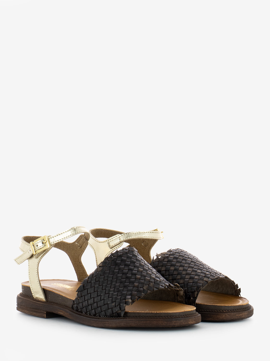 Brown/Platinum Braided Band Sandals