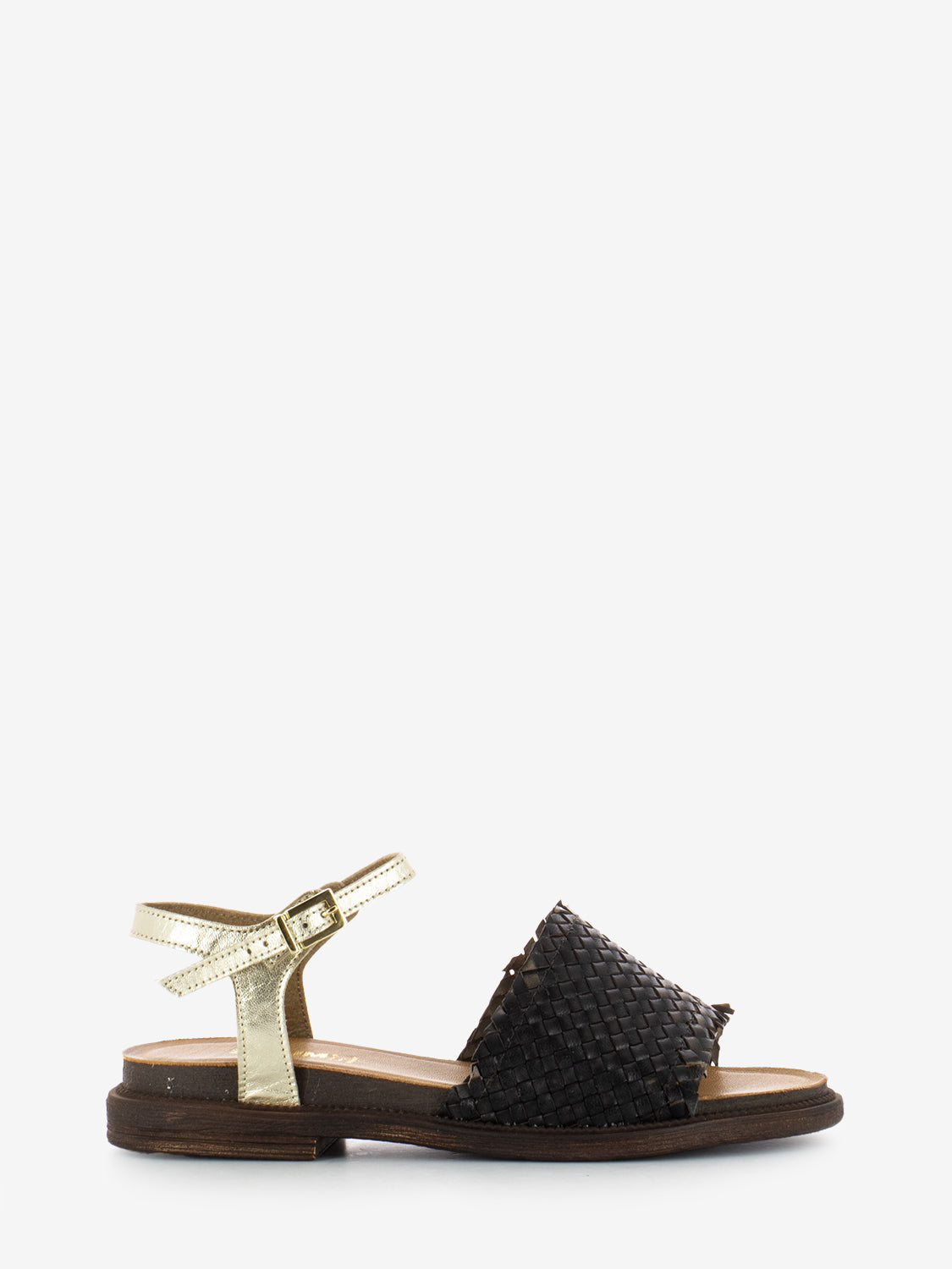 Brown/Platinum Braided Band Sandals