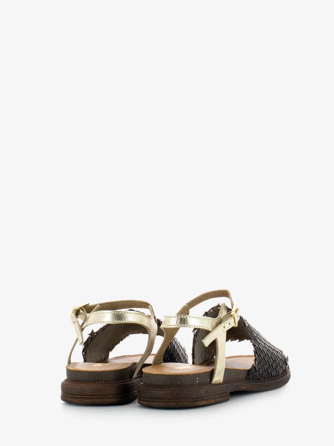 Brown/Platinum Braided Band Sandals