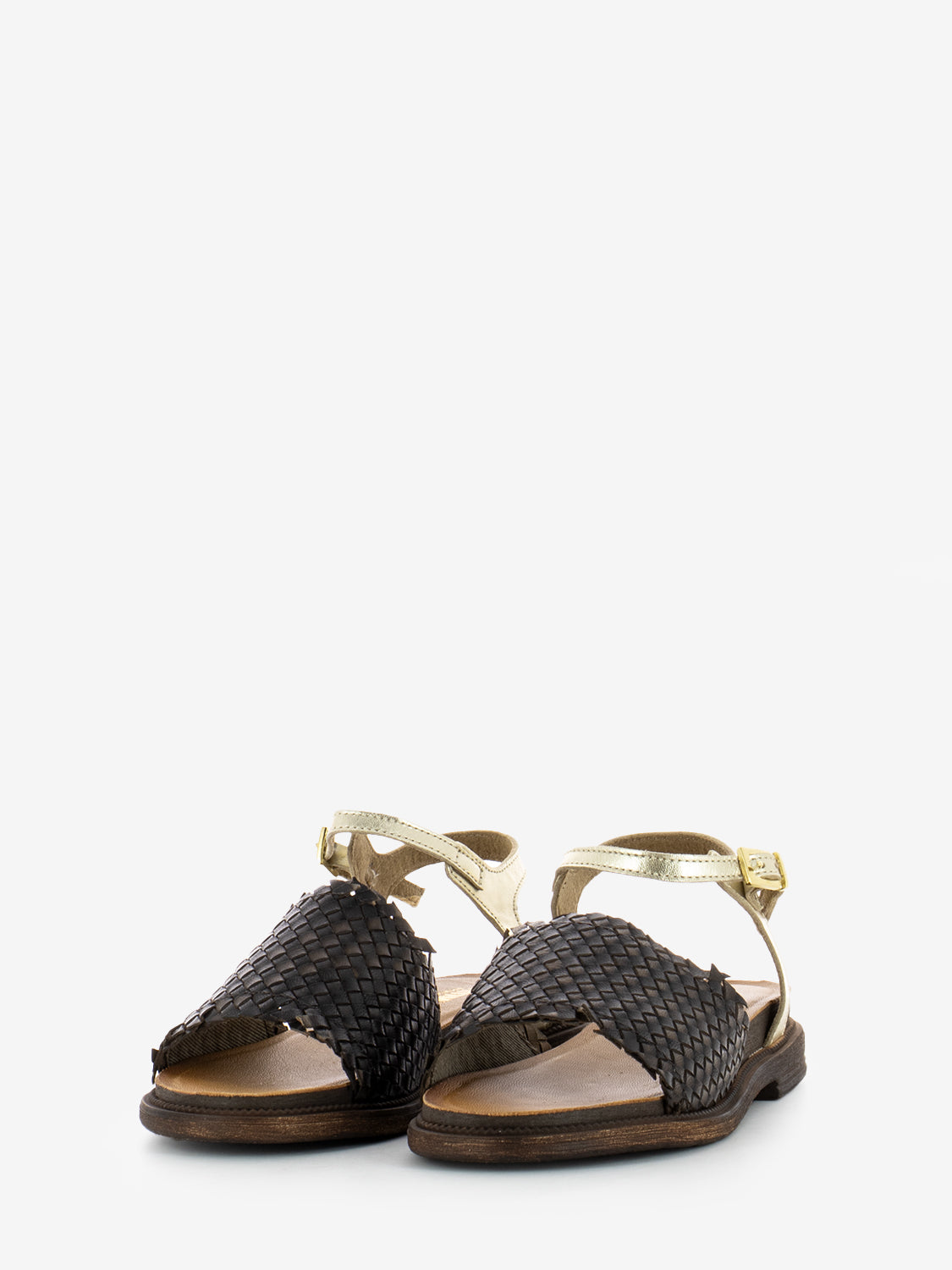 Brown/Platinum Braided Band Sandals