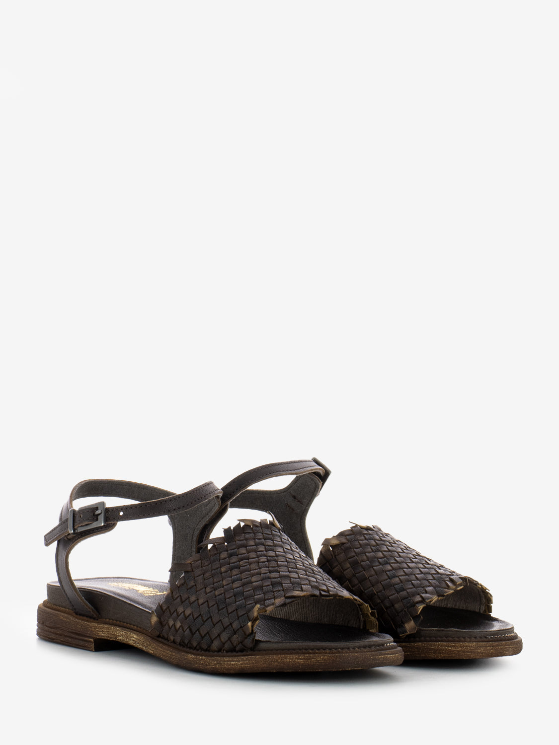 Sandals with braided band dark brown