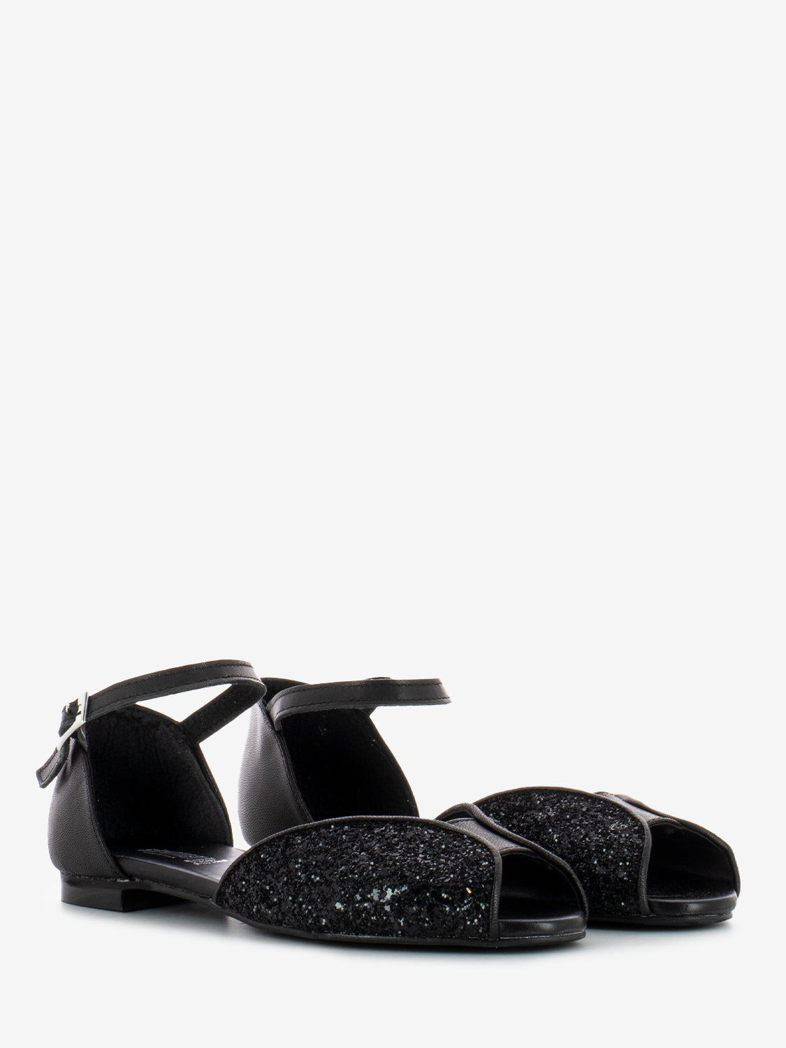 Black glitter sandals