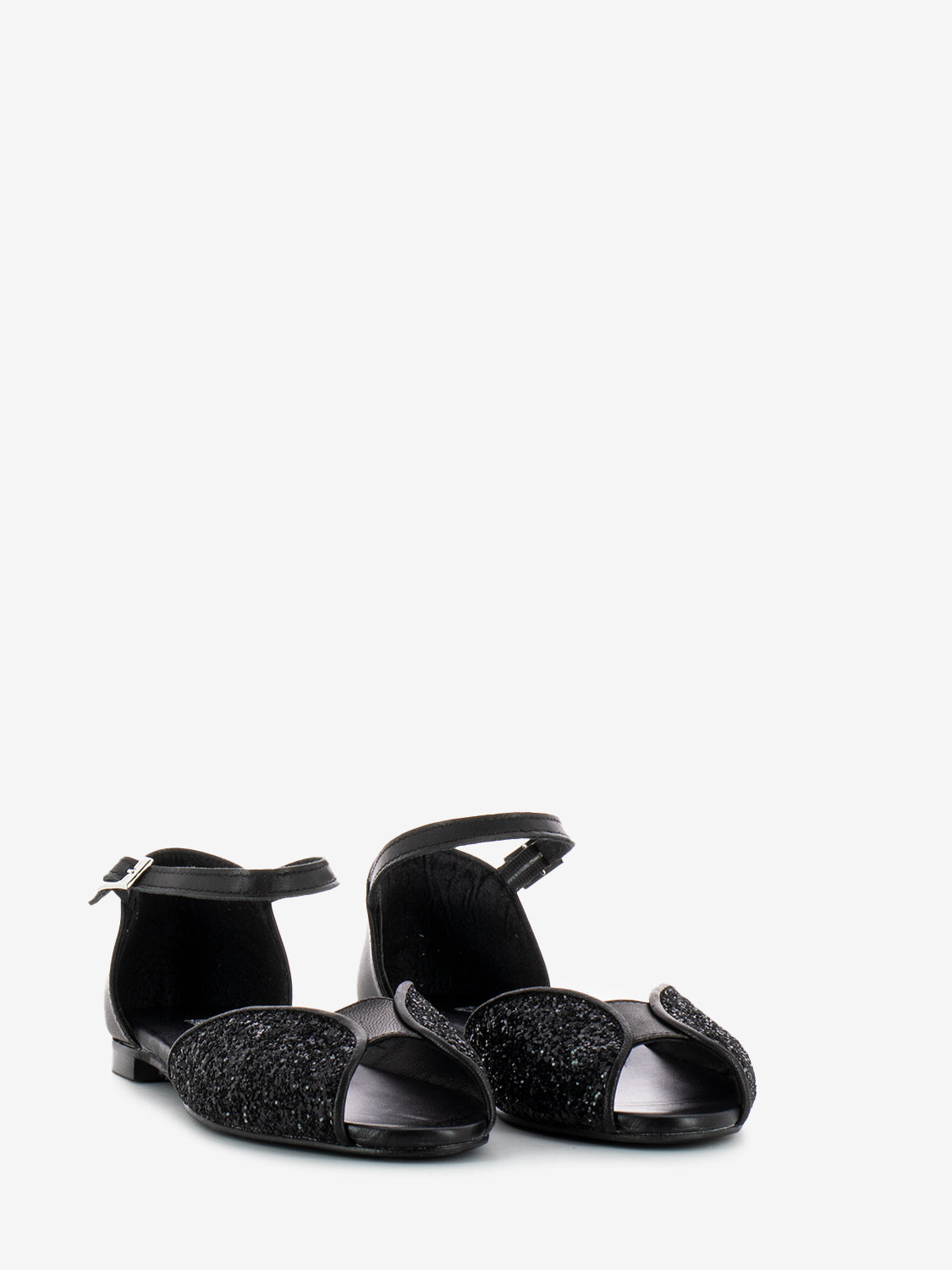 Black glitter sandals