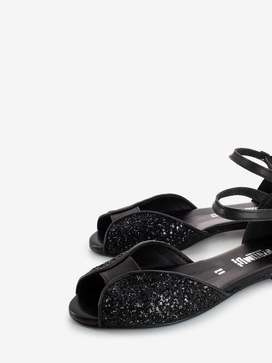 Black glitter sandals