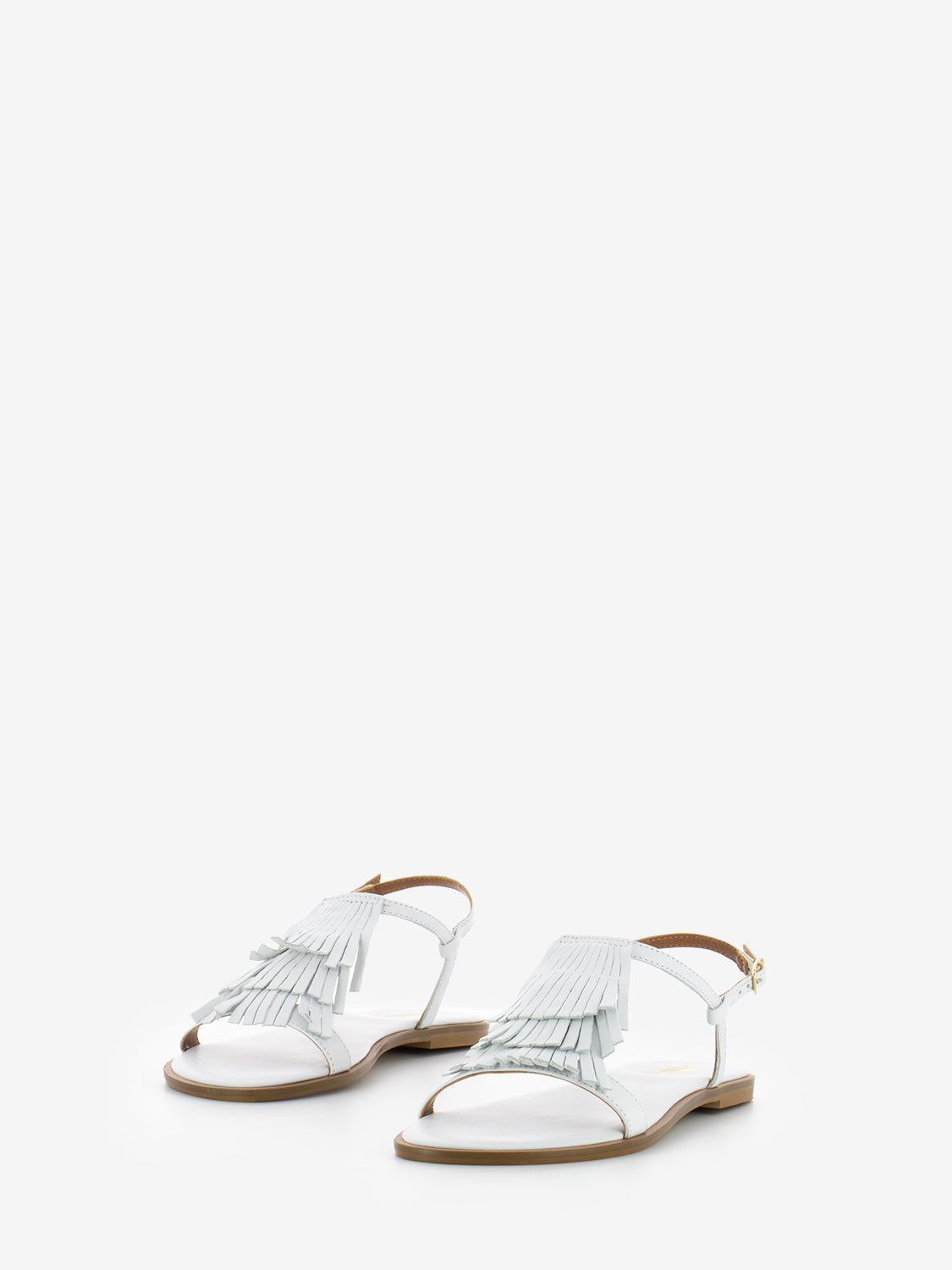 White nappa sandals with fringes