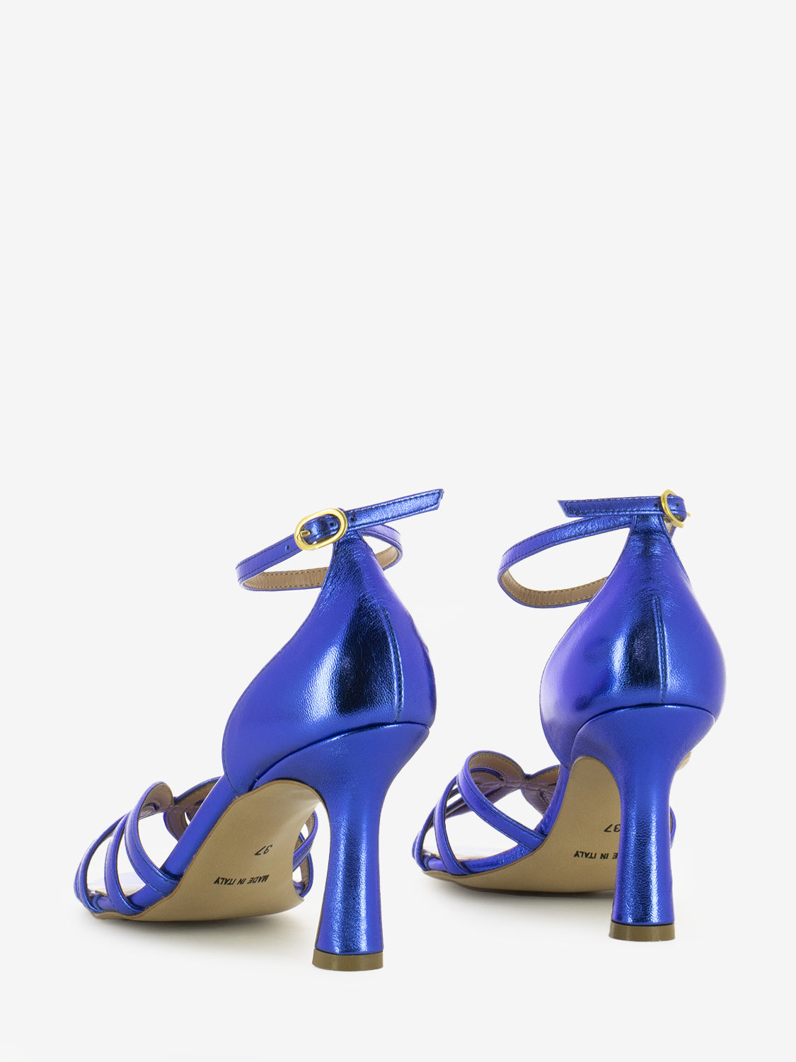 Cobalt Laminated Heeled Sandals