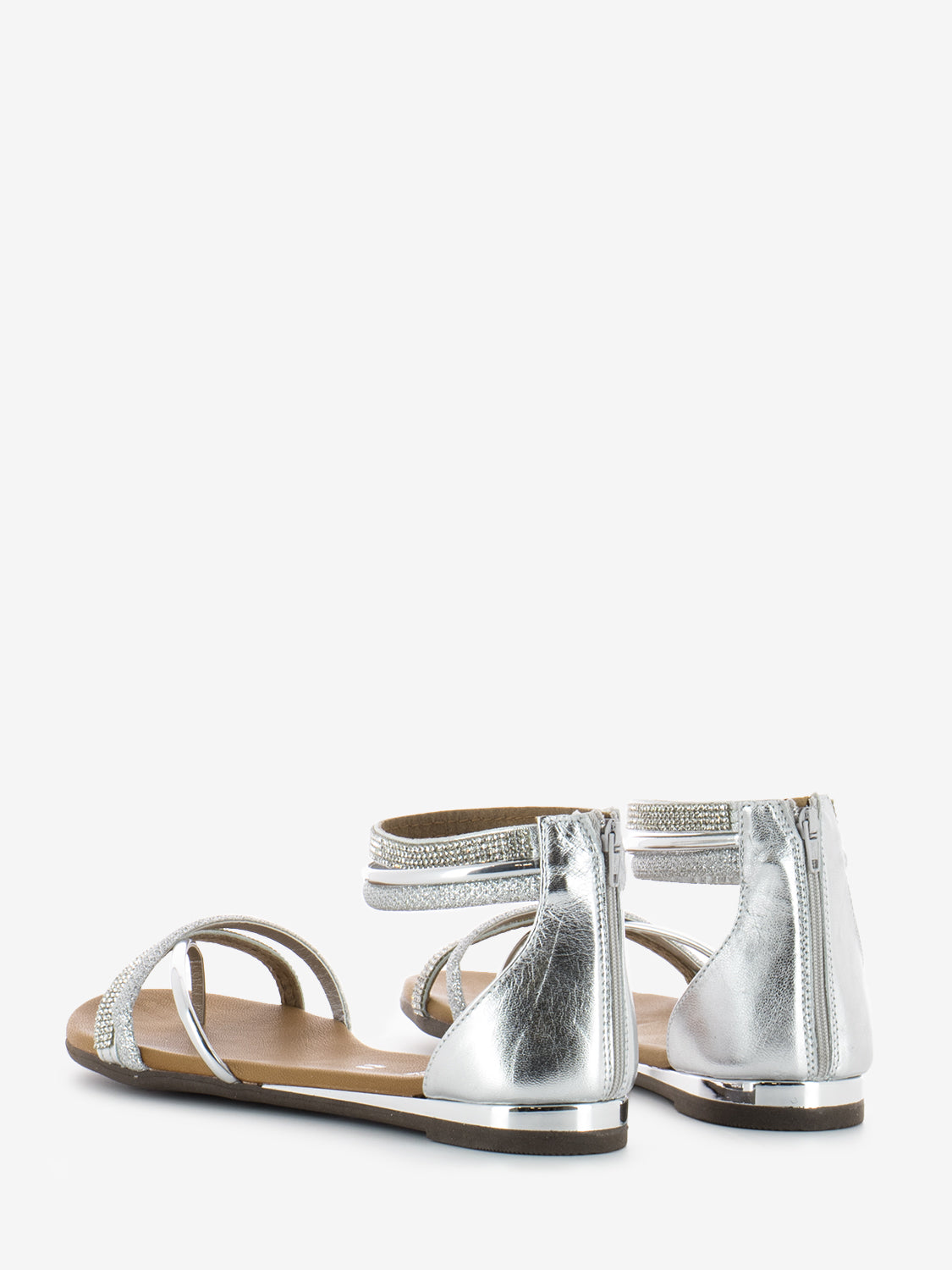 Silver rhinestone laminated sandals