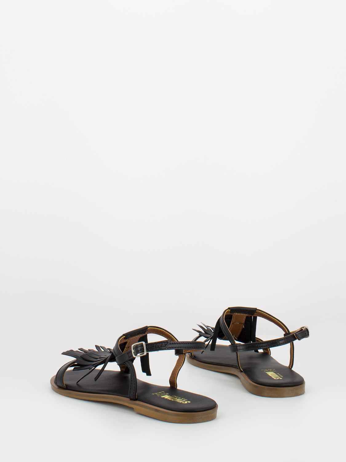 Black nappa sandals with fringes
