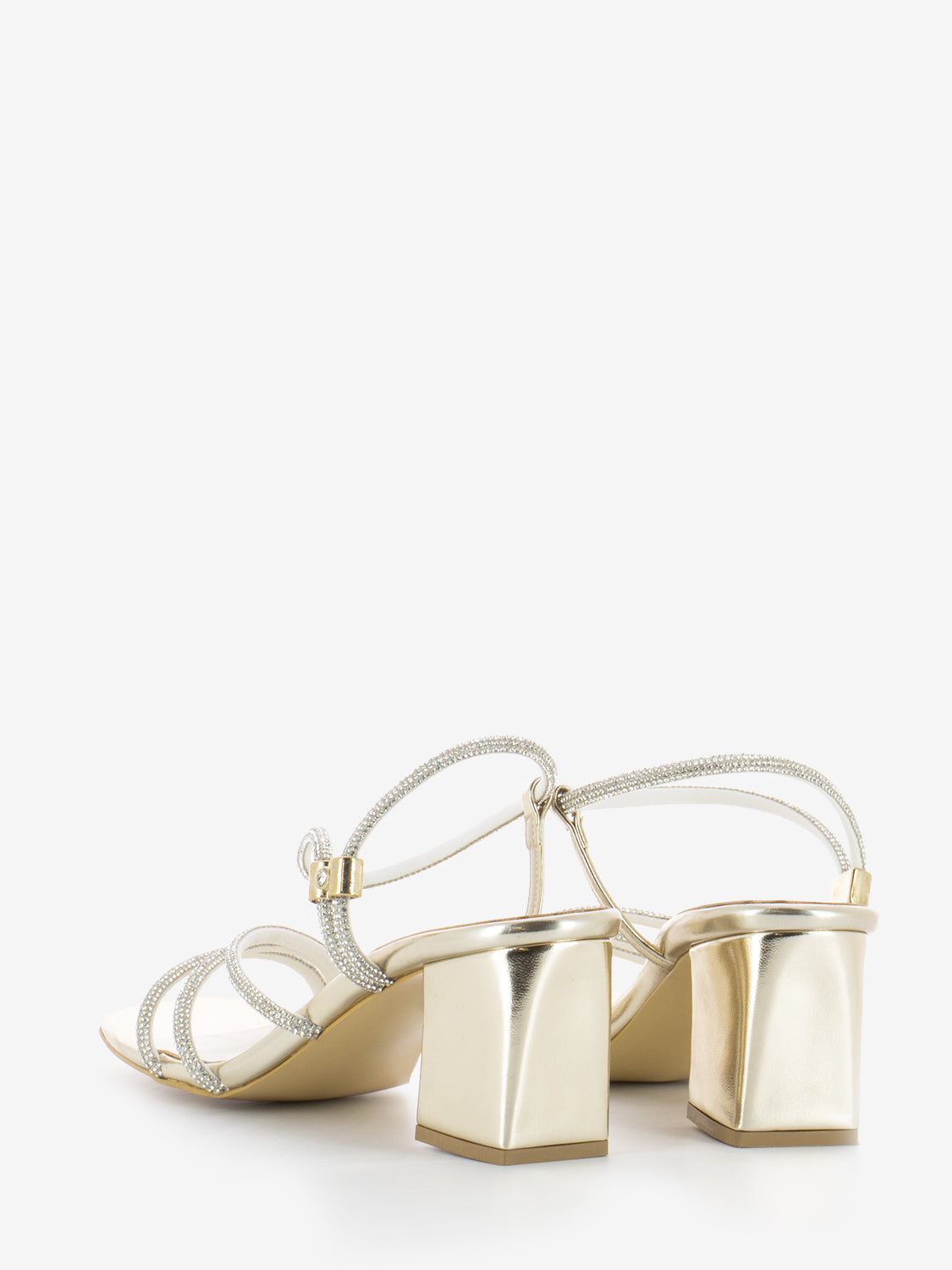 Silver laminated / platinum rhinestone sandals