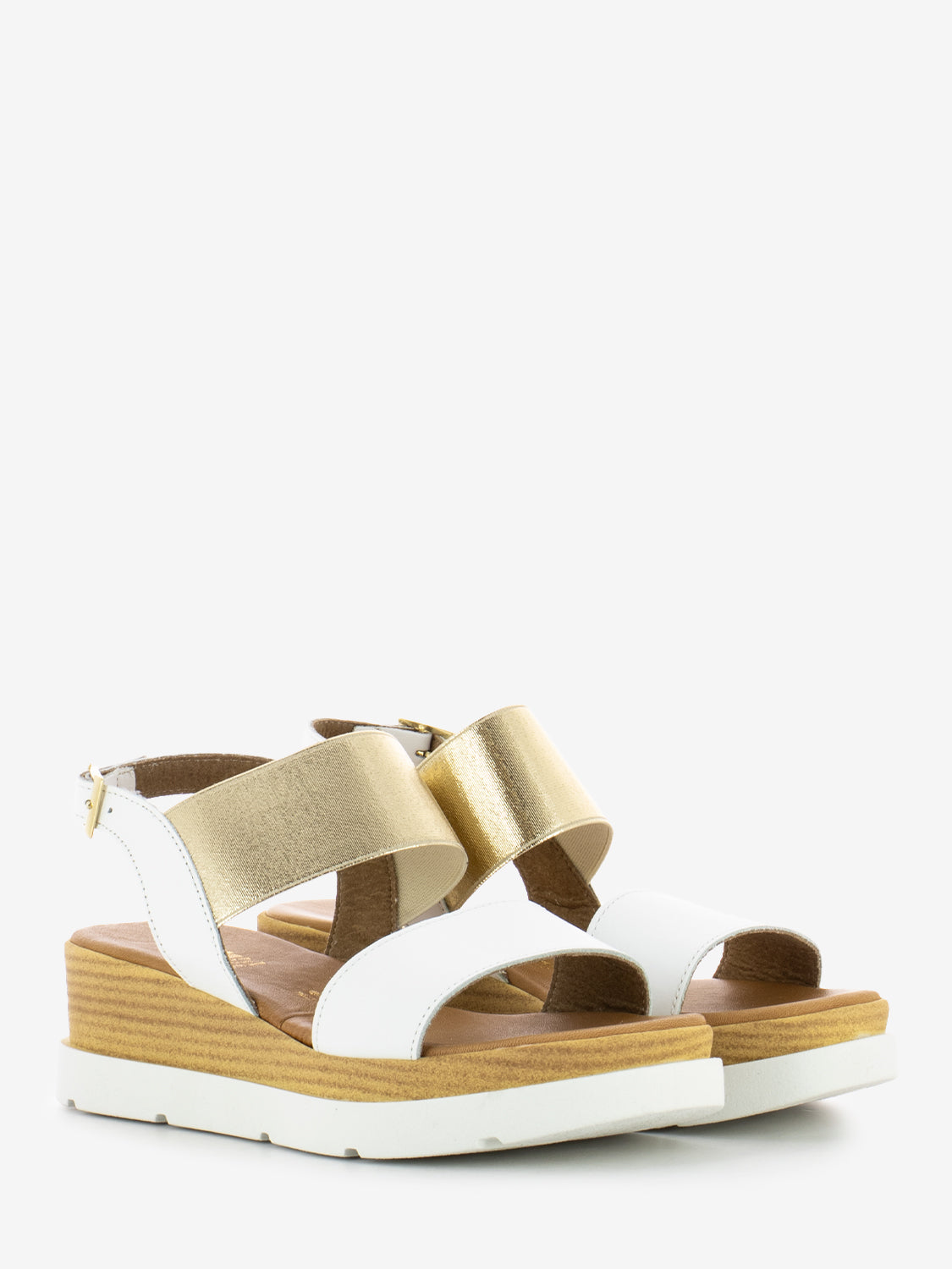 Sandali zeppa con fasce bianco / platino