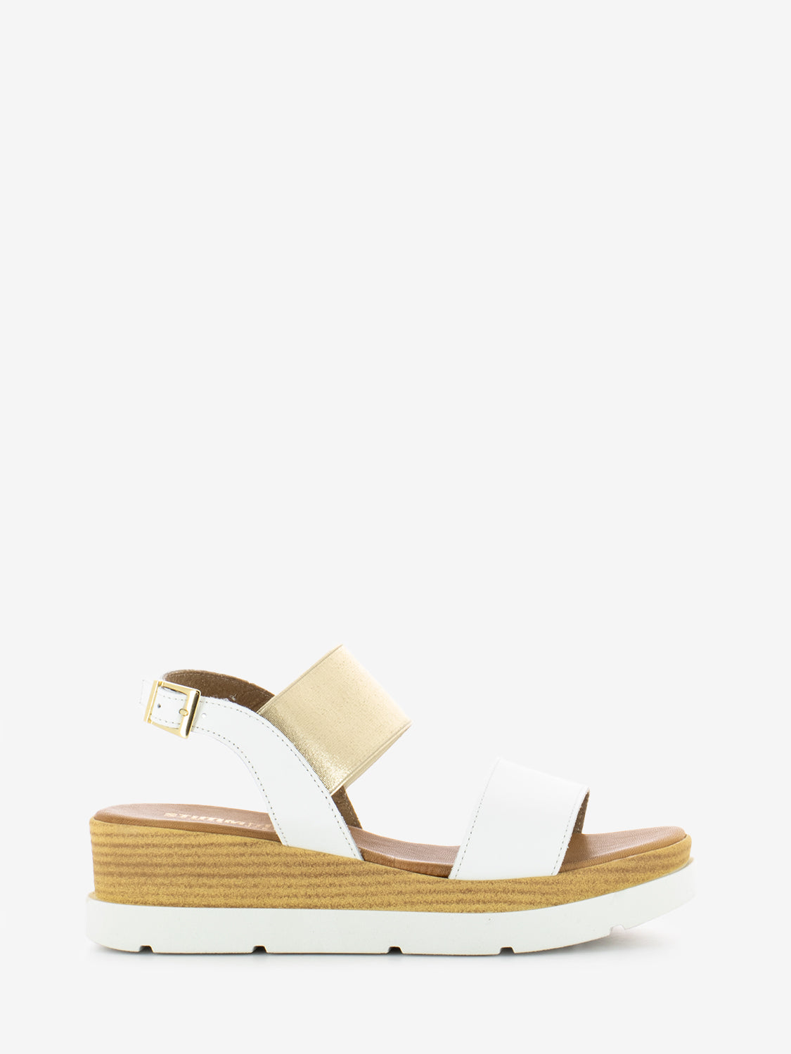 Sandali zeppa con fasce bianco / platino