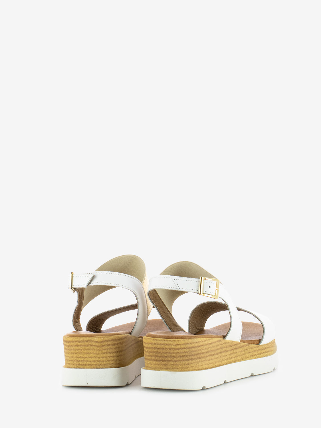 Sandali zeppa con fasce bianco / platino