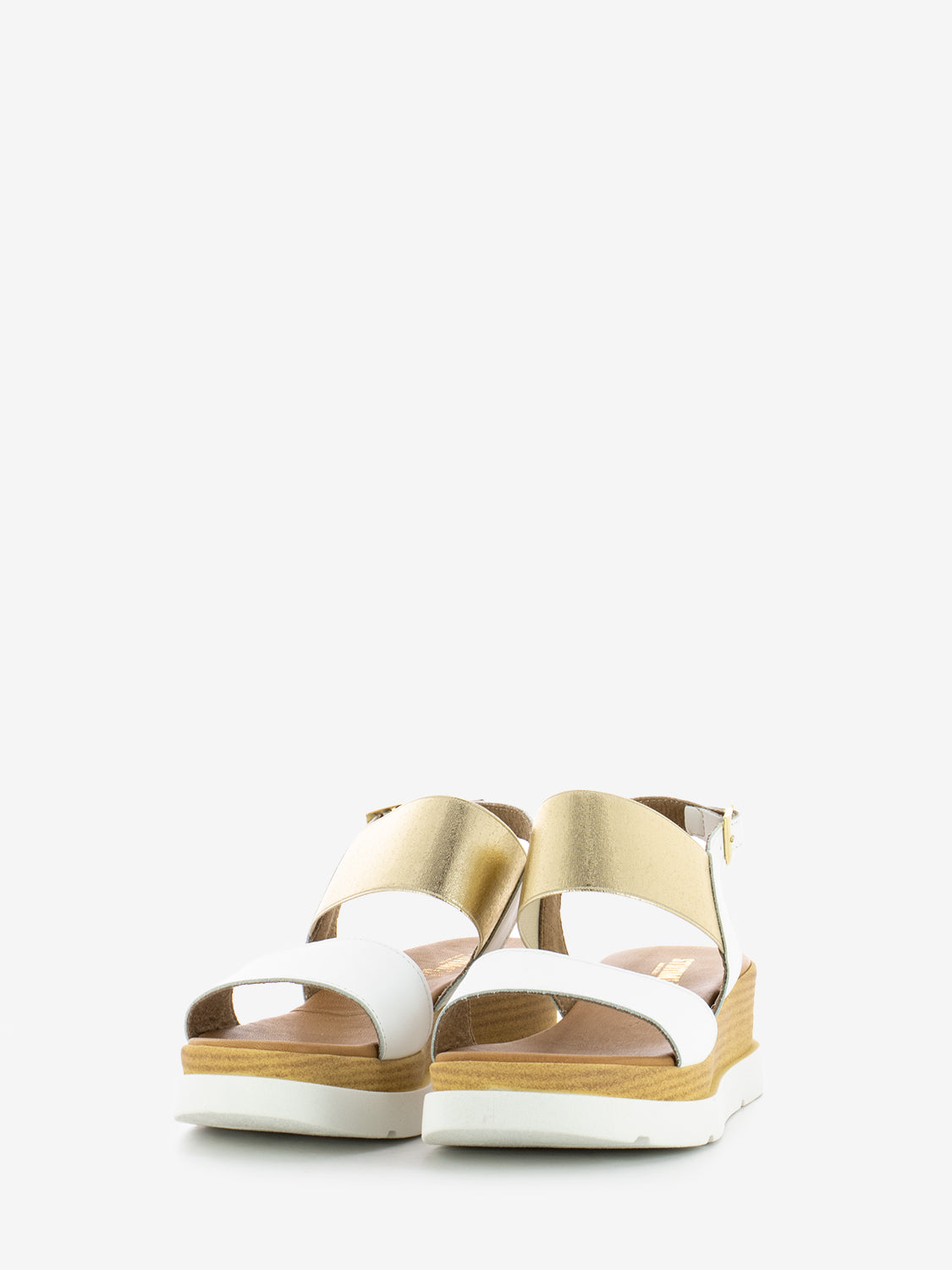 Sandali zeppa con fasce bianco / platino