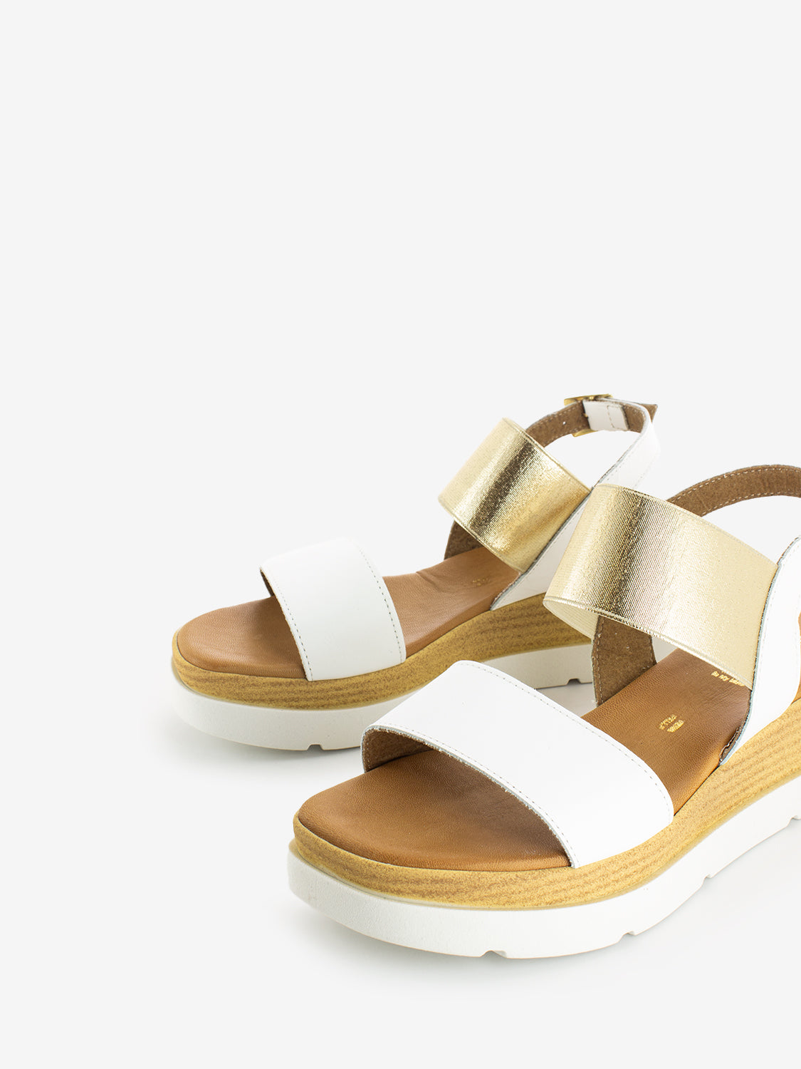 Sandali zeppa con fasce bianco / platino