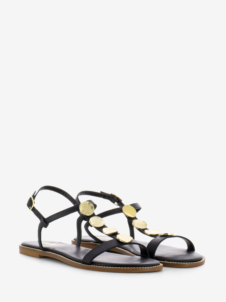 STIMM - Sandalo in nappa con applicazioni nero