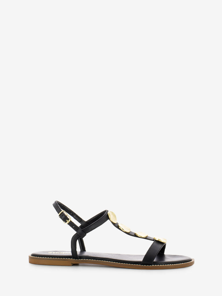 STIMM - Sandalo in nappa con applicazioni nero