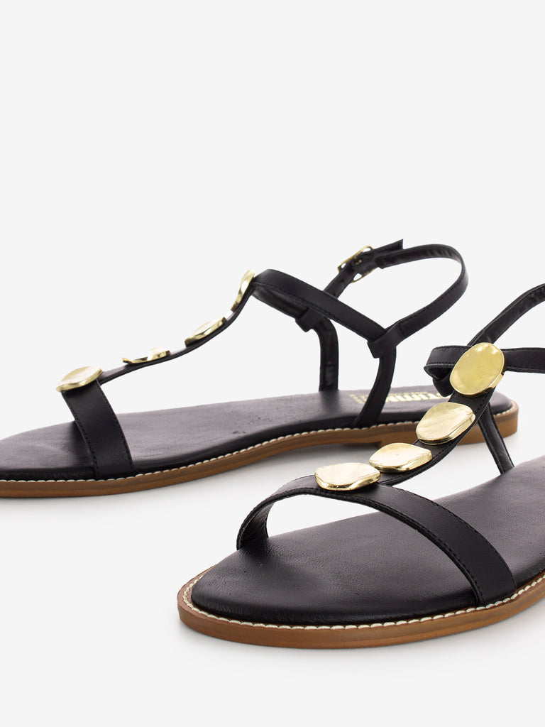 STIMM - Sandalo in nappa con applicazioni nero