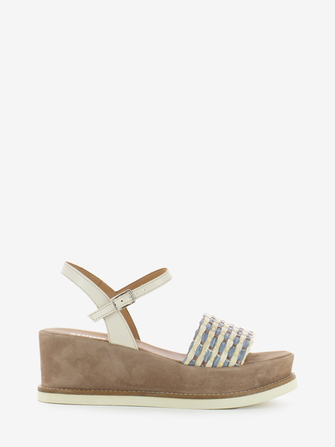 Sandalo zeppa Jil raffia multicolor
