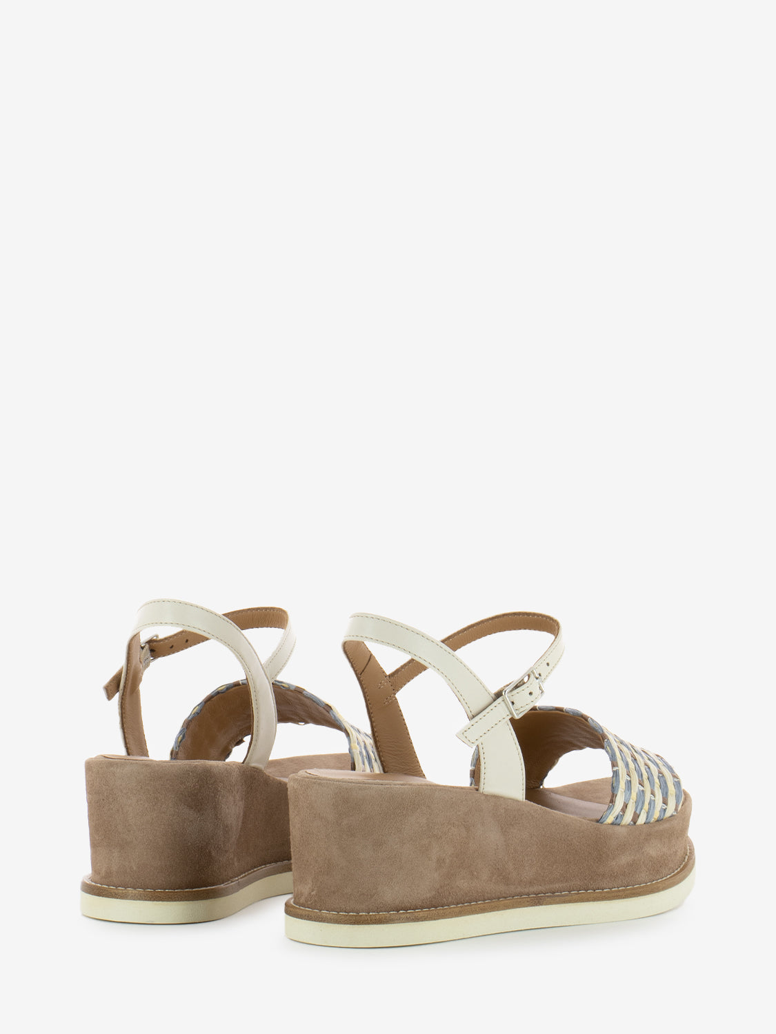 Sandalo zeppa Jil raffia multicolor