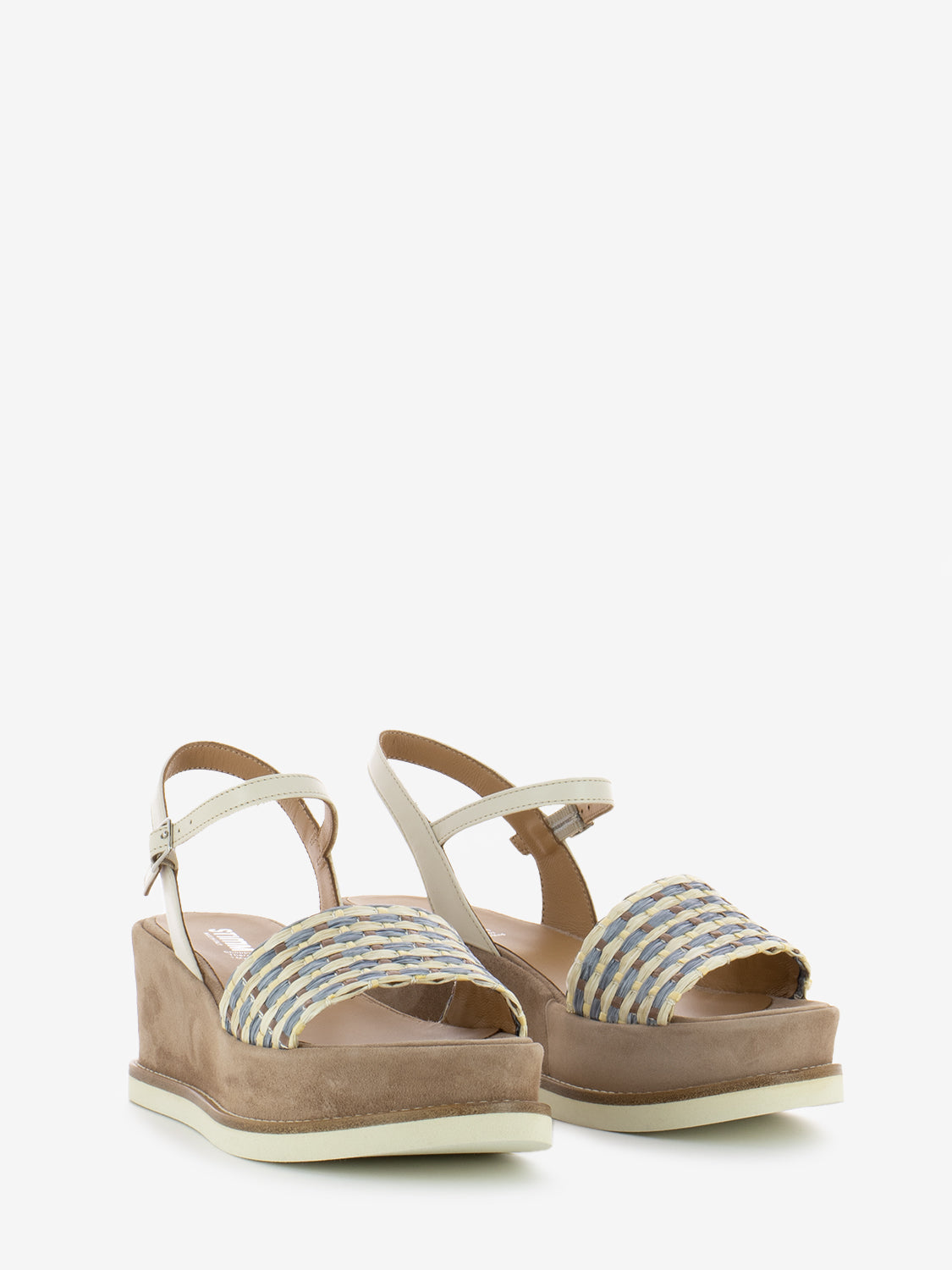 Sandalo zeppa Jil raffia multicolor