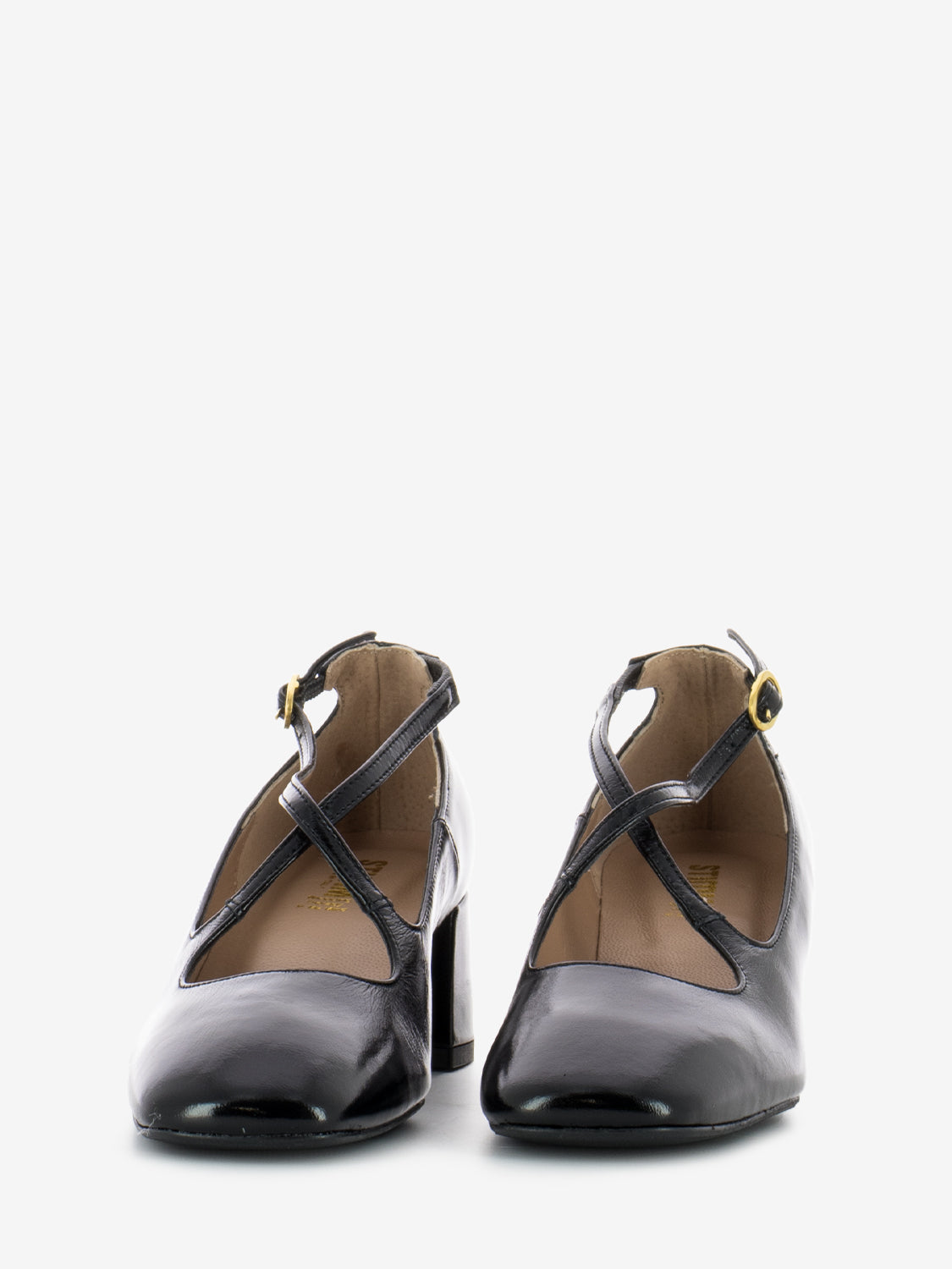 Scarpe alla bebè con cinturini incrociati nero