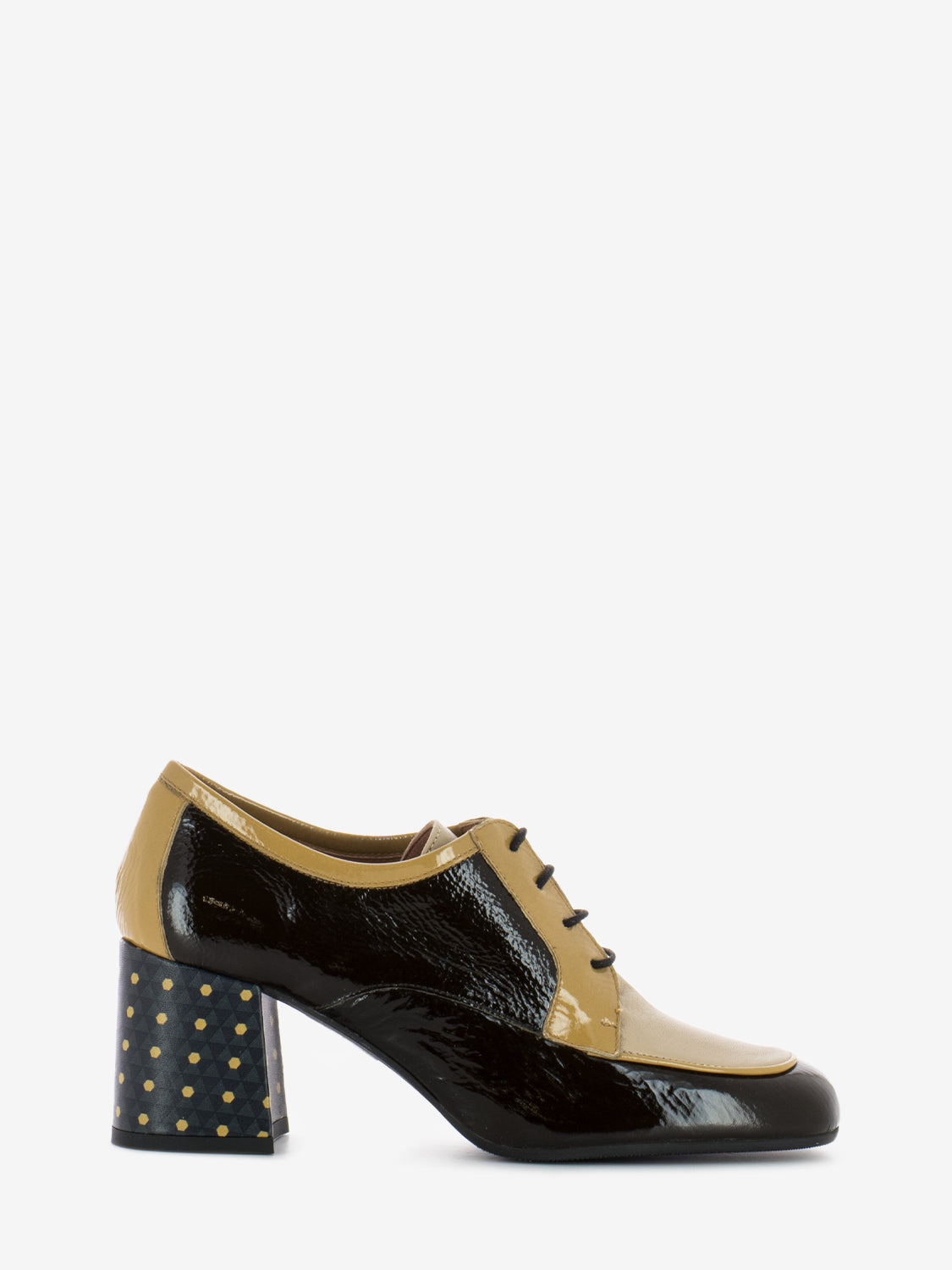 Scarpe con lacci naplack militare / crema / ocra