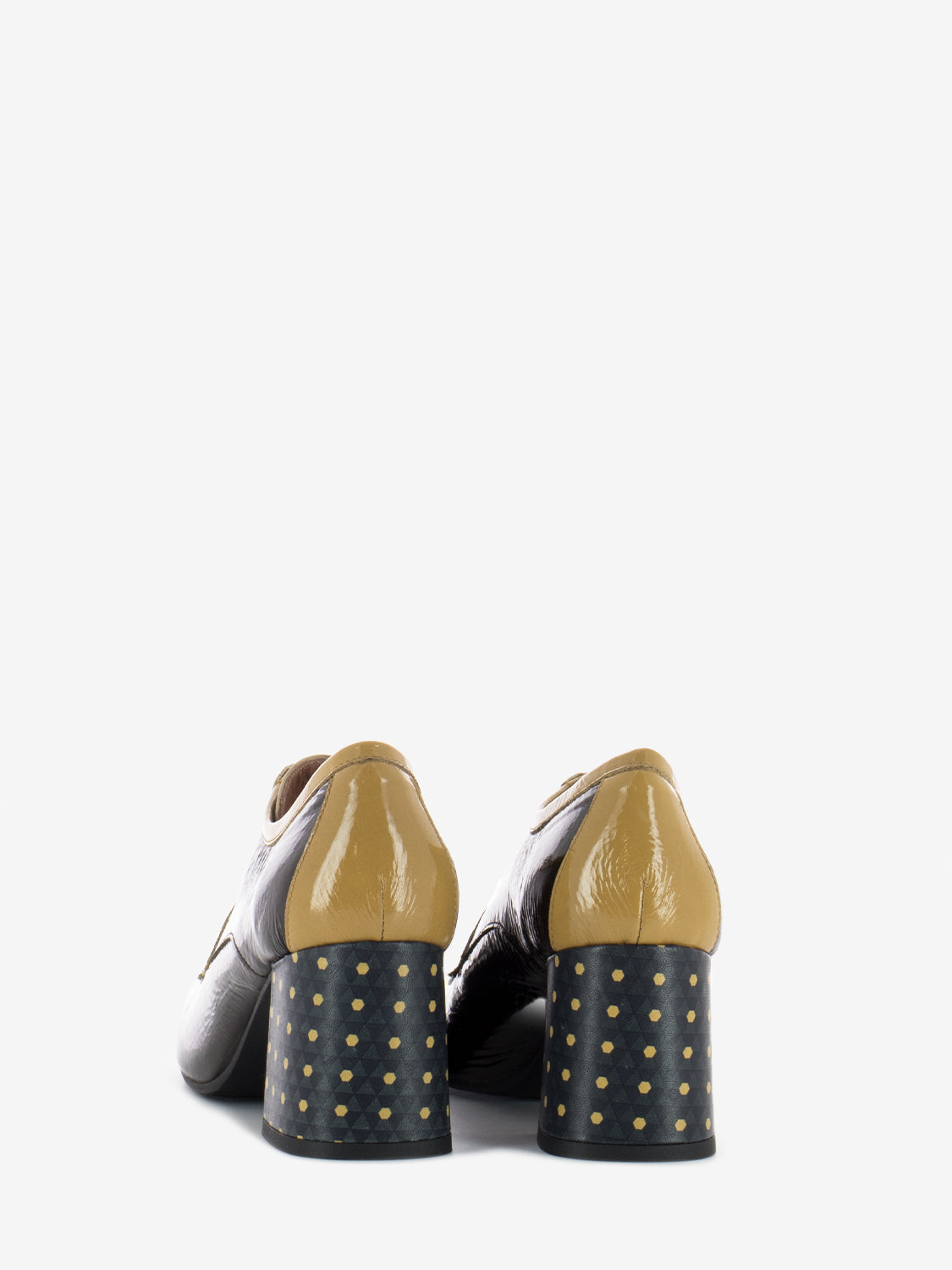 Scarpe con lacci naplack militare / crema / ocra
