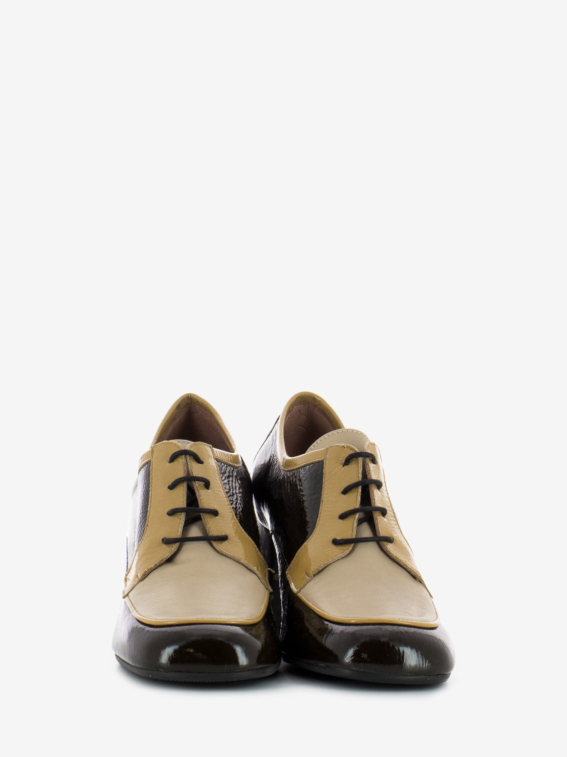 Scarpe con lacci naplack militare / crema / ocra