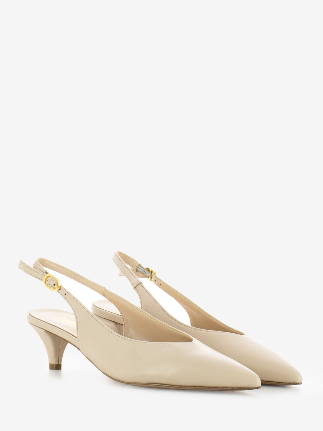 Slingback a punta con centurino beige