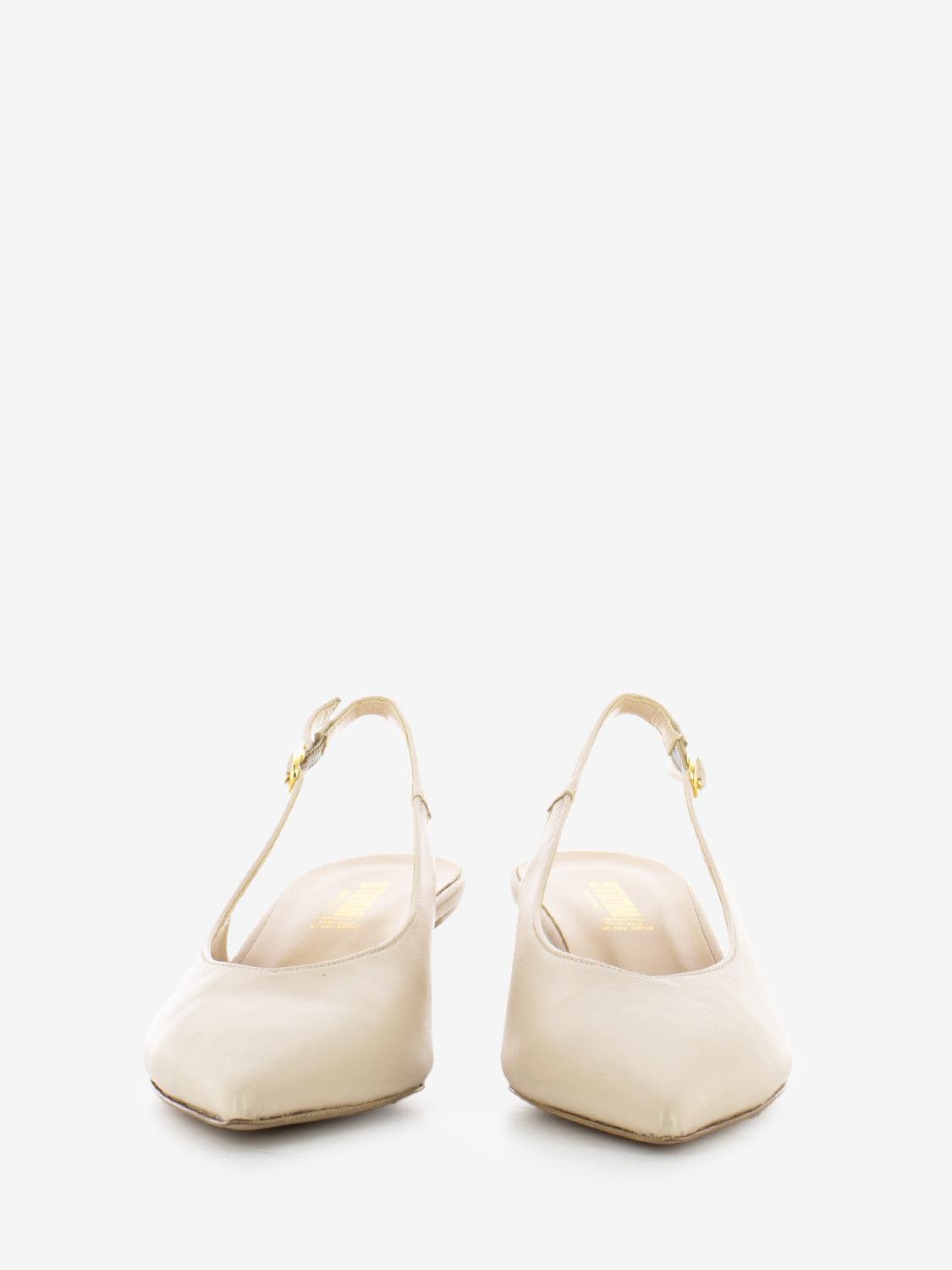 Slingback a punta con centurino beige