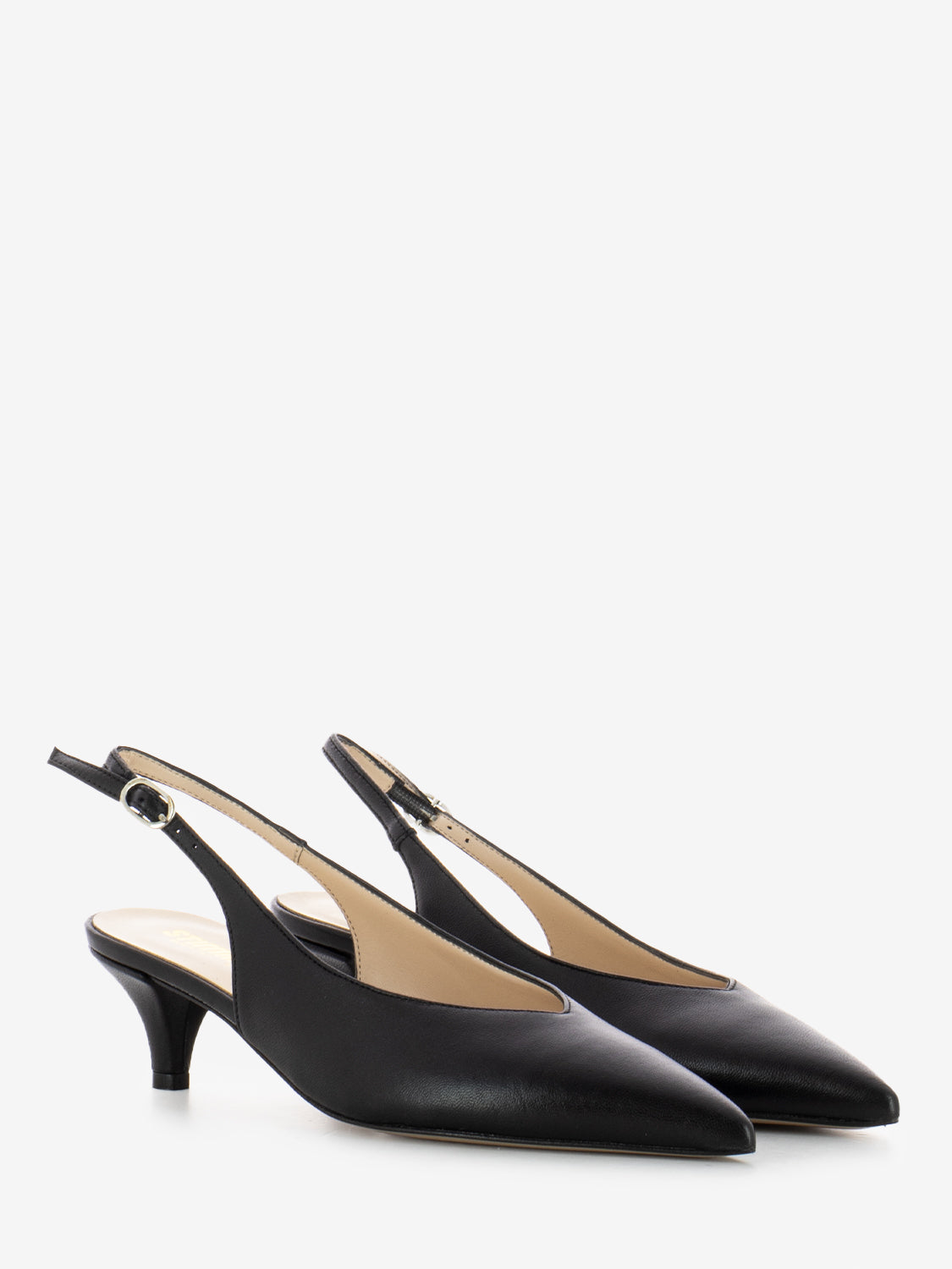 Slingback a punta con centurino nero