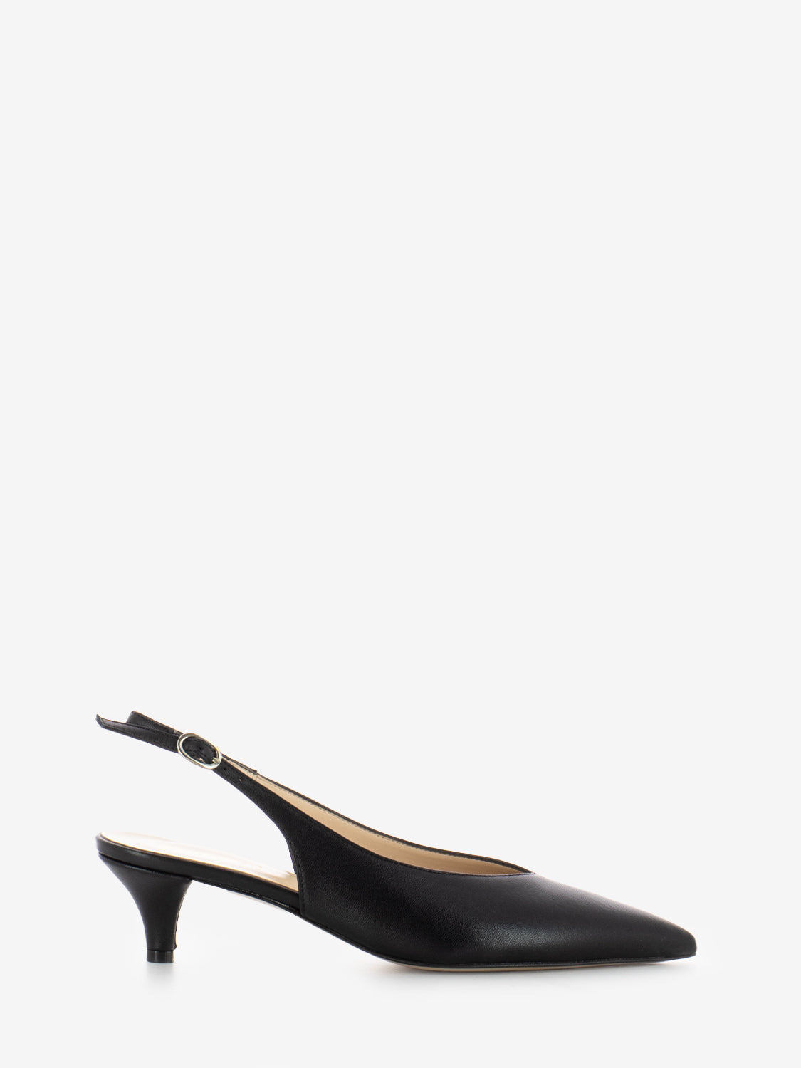 Slingback a punta con centurino nero
