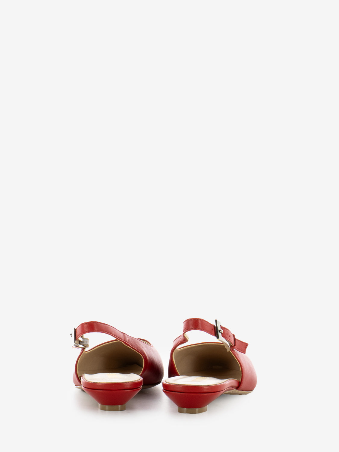 Slingback a punta con tacco basso rosso