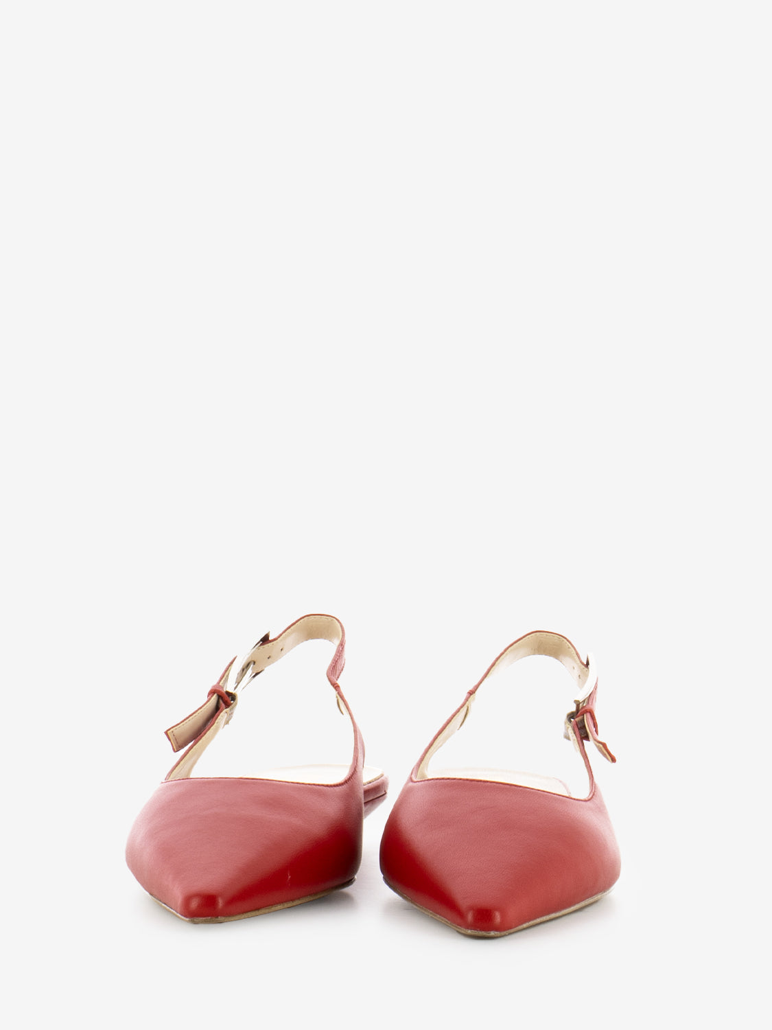 Slingback a punta con tacco basso rosso