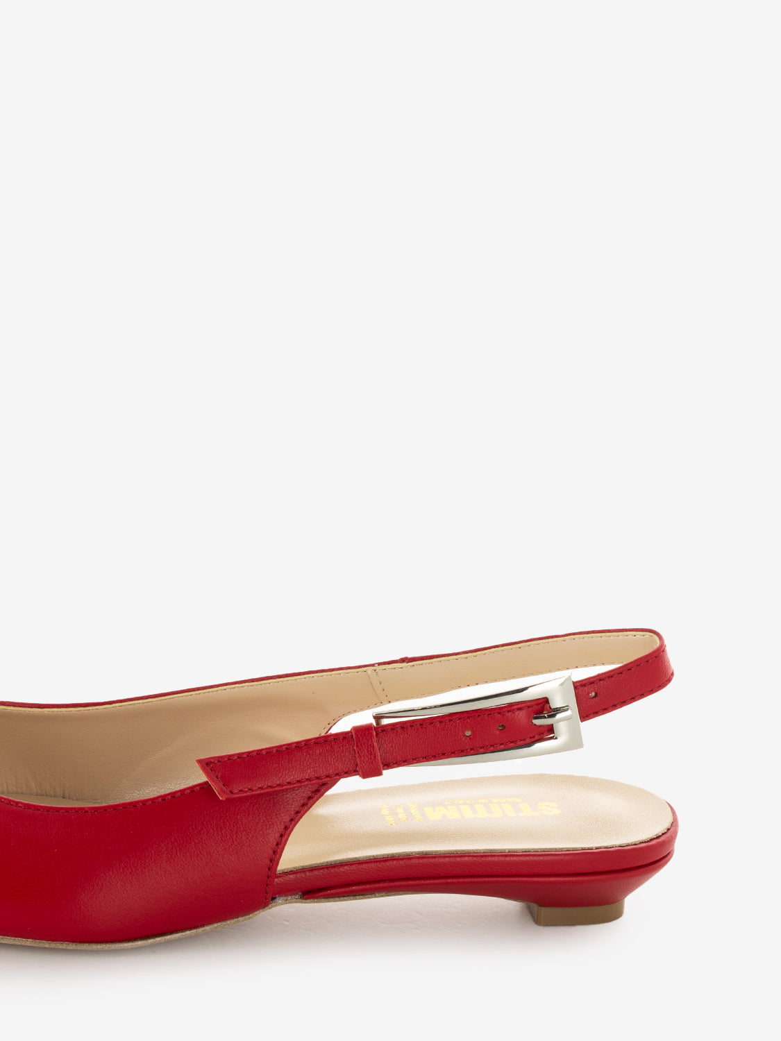 Slingback a punta con tacco basso rosso