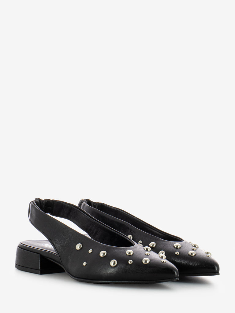 STIMM - Slingback basse con borchie nero