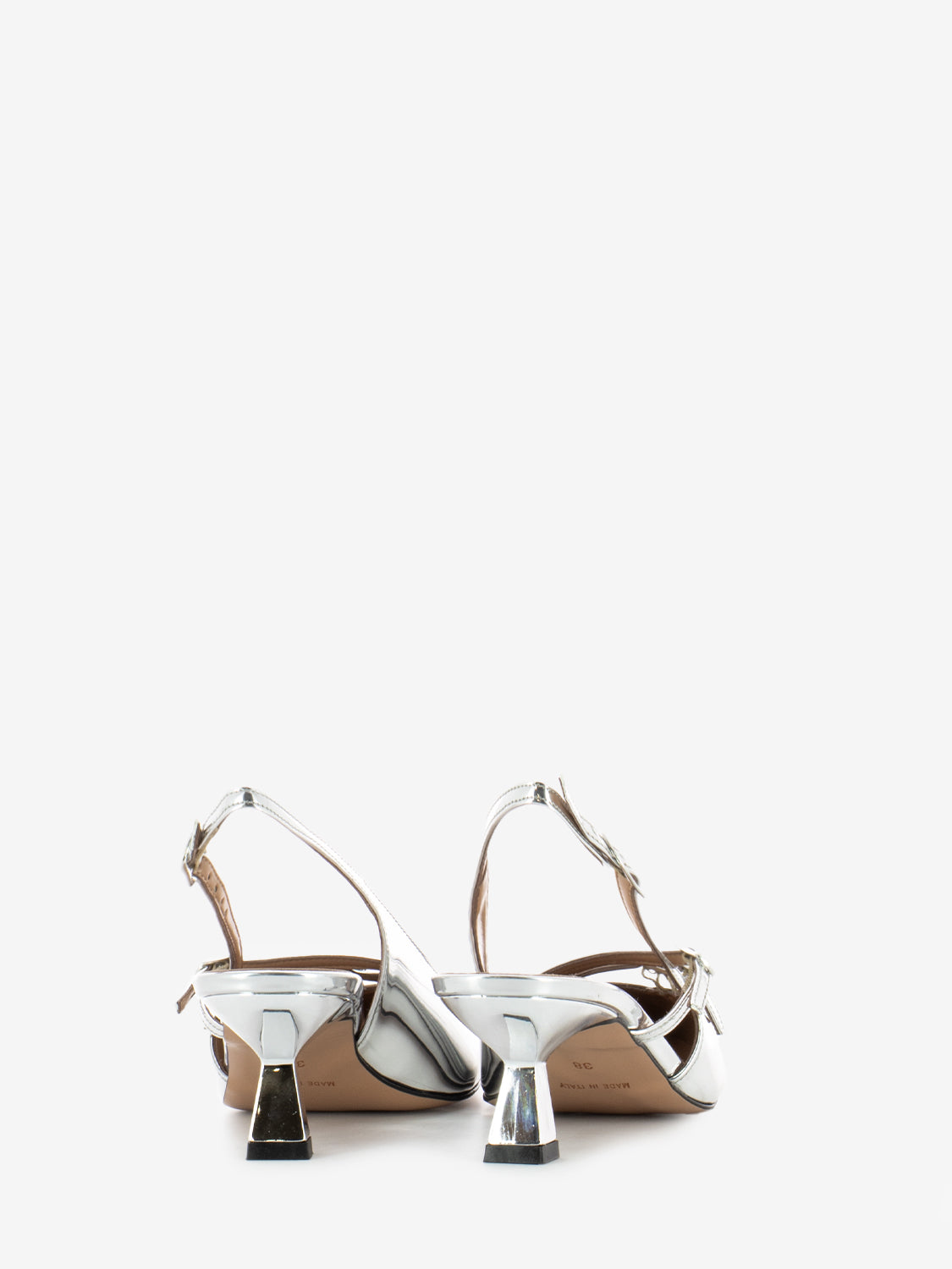 Slingback con cinturini in vernice argento