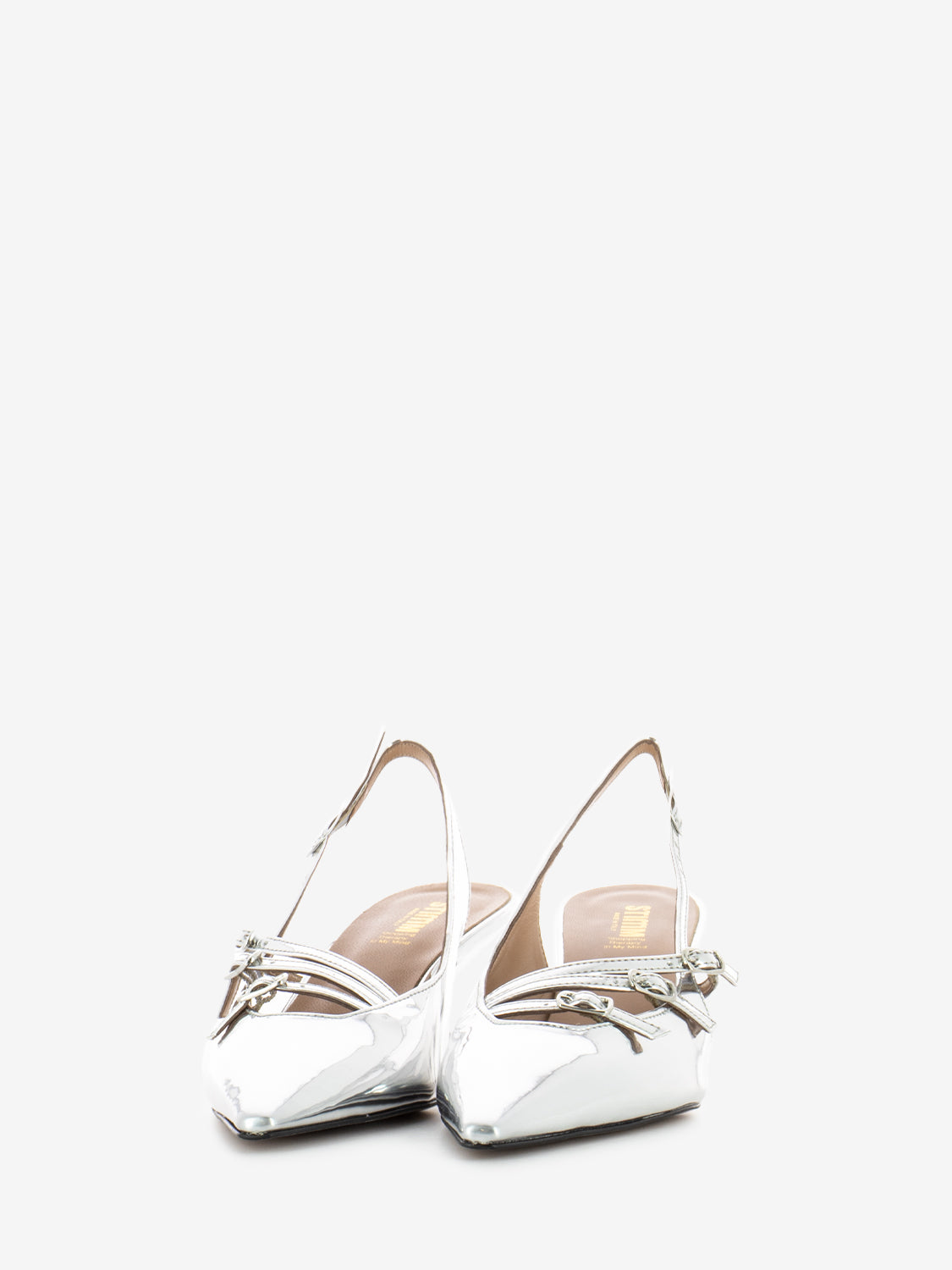 Slingback con cinturini in vernice argento