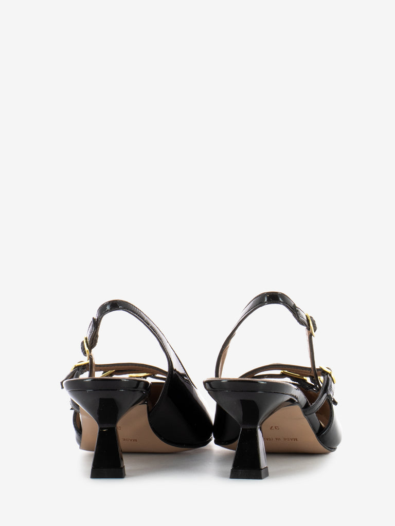 STIMM - Slingback con cinturini in vernice nero